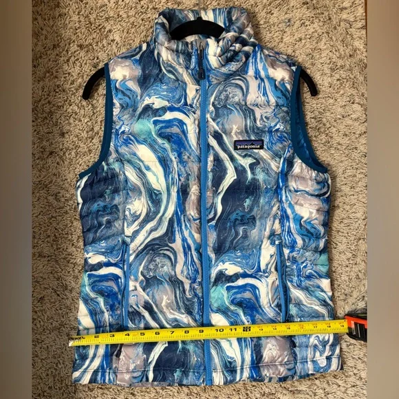 Patagonia Lightweight Down Puffer Vest Rare Wave Print Size Small - Picture 9 of 11